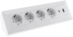 4-fach Steckdosenblock + 2x USB A+C 3,1A PD weiß Aufbau-Steckdosen Schutzkontakt 23788