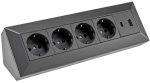 4-fach Steckdosenblock + 2x USB A+C 3,1A schwarz Aufbausteckdosen 23790