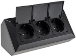 3-fach Steckdosenblock schwarz Aufbaumontage Aufbau-Steckdosen mit Deckel 23933