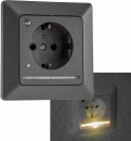 MILOS Schutzkontakt-Steckdose mit LED Anthrazit UP, Licht mit Sensor 24085