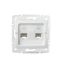 LOGI 2-fach Datenbuchse Netzwerksteckdose RJ45 Cat5e Jack Weiss 25110