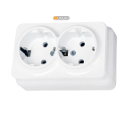 2-fach Aufputz Steckdose Gunsan IP20 Weiss Aufbausteckdose Schutzkontakt