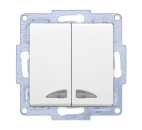 Gunsan VISAGE + MODERNA Modul 2-fach Schalter Ein-/Ausschalter beleuchtet Weiss